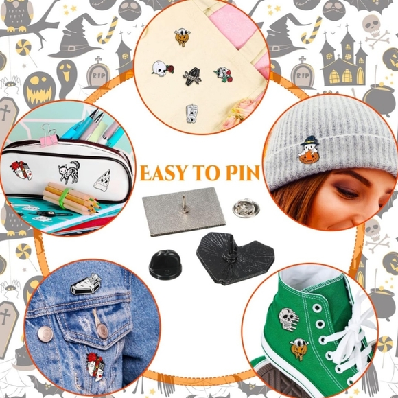 Skeleton Skull Pumpkin Enamel Pin - Picture 6 of 6